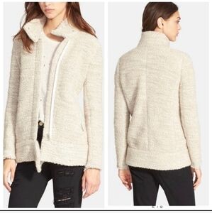 IRO Ajuma Knit Cream Beige Wool Blend Chunky Jacket FR 34 US Xs/s